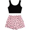 imageVerdusa Womens 2 Piece Outfits Crop Tank Top and Plaid Shorts Cute Loungewear Pajama SetPink Heart