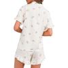 imageVerdusa Womens 2 Piece Pajama Floral Print Ruffle Trim Short Sleeve Top and Shorts PJ SetBeige