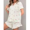 imageVerdusa Womens 2 Piece Pajama Floral Print Ruffle Trim Short Sleeve Top and Shorts PJ SetBeige