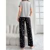 imageVerdusa Womens 2 Piece Pajama Set Letter Print Short Sleeve Tee Top and Plaid Pants Loungewear Pj SetHeart Black