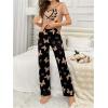 imageVerdusa Womens 2 Piece Pajama Set Letter Print Short Sleeve Tee Top and Plaid Pants Loungewear Pj SetPink Black
