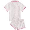 imageVerdusa Womens 2 Piece Pajama Sets Cute Pj Set Button Up Short Sleeve Top and Short Sleepwear Lounge SetsWhite and Pink