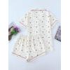 imageVerdusa Womens 2 Piece Pajama Sets Cute Printed Pj Set Button Up Shirts with Shorts Lounge SleepwearBeige Heart