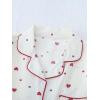 imageVerdusa Womens 2 Piece Pajama Sets Cute Printed Pj Set Button Up Shirts with Shorts Lounge SleepwearBeige Heart