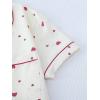 imageVerdusa Womens 2 Piece Pajama Sets Cute Printed Pj Set Button Up Shirts with Shorts Lounge SleepwearBeige Heart
