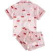 imageVerdusa Womens 2 Piece Pajama Sets Cute Printed Pj Set Button Up Shirts with Shorts Lounge SleepwearLight Pink Cheery