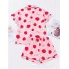 imageVerdusa Womens 2 Piece Pajama Sets Cute Printed Pj Set Button Up Shirts with Shorts Lounge SleepwearRed Pink