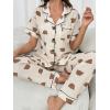 imageVerdusa Womens 2 Piece Pajama Sets Cute Printed Pj Sets Sleepwear Button Up Shirt with Pants Lounge SetBeige