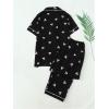 imageVerdusa Womens 2 Piece Pajama Sets Cute Printed Pj Sets Sleepwear Button Up Shirt with Pants Lounge SetBlack