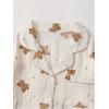 imageVerdusa Womens 2 Piece Pajama Sets Cute Printed Pj Sets Sleepwear Button Up Shirt with Pants Lounge SetBrown Beige