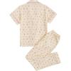 imageVerdusa Womens 2 Piece Pajama Sets Cute Printed Pj Sets Sleepwear Button Up Shirt with Pants Lounge SetFloral Beige