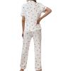 imageVerdusa Womens 2 Piece Pajama Sets Cute Printed Pj Sets Sleepwear Button Up Shirt with Pants Lounge SetHeart White