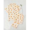 imageVerdusa Womens 2 Piece Pajama Sets Cute Printed Pj Sets Sleepwear Button Up Shirt with Pants Lounge SetOrange