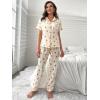 imageVerdusa Womens 2 Piece Pajama Sets Cute Printed Pj Sets Sleepwear Button Up Shirt with Pants Lounge SetOrange Beige