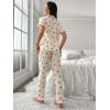 imageVerdusa Womens 2 Piece Pajama Sets Cute Printed Pj Sets Sleepwear Button Up Shirt with Pants Lounge SetOrange Beige