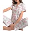 imageVerdusa Womens 2 Piece Pajama Sets Cute Printed Pj Sets Sleepwear Button Up Shirt with Pants Lounge SetPink White