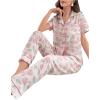 imageVerdusa Womens 2 Piece Pajama Sets Cute Printed Pj Sets Sleepwear Button Up Shirt with Pants Lounge SetPink White