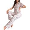 imageVerdusa Womens 2 Piece Pajama Sets Cute Printed Pj Sets Sleepwear Button Up Shirt with Pants Lounge SetPink White