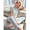 imageVerdusa Womens 2 Piece Pajama Sets Cute Printed Pj Sets Sleepwear Button Up Shirt with Pants Lounge SetWhite Polka Dots