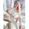 imageVerdusa Womens 2 Piece Pajama Sets Cute Printed Pj Sets Sleepwear Button Up Shirt with Pants Lounge SetWhite Polka Dots