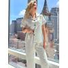 imageVerdusa Womens 2 Piece Pajama Sets Cute Printed Pj Sets Sleepwear Button Up Shirt with Pants Lounge SetWhite Polka Dots