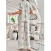 imageVerdusa Womens 2 Piece Pajama Sets Floral Print Pj Set Button Up Short Sleeve Tops and Two Piece Pants SetsBlue Beige