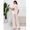 imageVerdusa Womens 2 Piece Pajama Sets Floral Print Pj Set Button Up Short Sleeve Tops and Two Piece Pants SetsFloral Beige