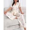 imageVerdusa Womens 2 Piece Pajama Sets Floral Print Pj Set Button Up Short Sleeve Tops and Two Piece Pants SetsFloral Beige