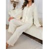 imageVerdusa Womens 2 Piece Pajama Sets Sleepwear Ruffle Trim Button Up Top and Pants Lounge SetApricot