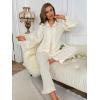 imageVerdusa Womens 2 Piece Pajama Sets Sleepwear Ruffle Trim Button Up Top and Pants Lounge SetApricot