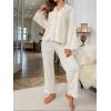 imageVerdusa Womens 2 Piece Pajama Sets Sleepwear Ruffle Trim Button Up Top and Pants Lounge SetApricot
