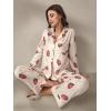 imageVerdusa Womens 2 Piece Pj Sets Matching Sets Printed Pajama Sets Sleepwear Long Sleeve Tops and PantsApricot Strawberry