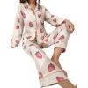 imageVerdusa Womens 2 Piece Pj Sets Matching Sets Printed Pajama Sets Sleepwear Long Sleeve Tops and PantsApricot Strawberry