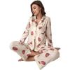 imageVerdusa Womens 2 Piece Pj Sets Matching Sets Printed Pajama Sets Sleepwear Long Sleeve Tops and PantsApricot Strawberry