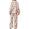 imageVerdusa Womens 2 Piece Pj Sets Matching Sets Printed Pajama Sets Sleepwear Long Sleeve Tops and PantsApricot Strawberry