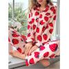 imageVerdusa Womens 2 Piece Pj Sets Matching Sets Printed Pajama Sets Sleepwear Long Sleeve Tops and PantsRed Pink