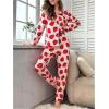 imageVerdusa Womens 2 Piece Pj Sets Matching Sets Printed Pajama Sets Sleepwear Long Sleeve Tops and PantsRed Pink