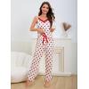 imageVerdusa Womens 2 Piece Polka Dots Lace Cami Top and Pants Sleepwear Pajama SetBeige and Red