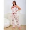 imageVerdusa Womens 2 Piece Polka Dots Lace Cami Top and Pants Sleepwear Pajama SetBeige and Red