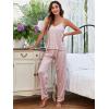imageVerdusa Womens 2 Piece Polka Dots Lace Cami Top and Pants Sleepwear Pajama SetLight Pink