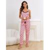 imageVerdusa Womens 2 Piece Polka Dots Lace Cami Top and Pants Sleepwear Pajama SetPink