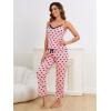 imageVerdusa Womens 2 Piece Polka Dots Lace Cami Top and Pants Sleepwear Pajama SetPink