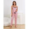 imageVerdusa Womens 2 Piece Polka Dots Lace Cami Top and Pants Sleepwear Pajama SetPink