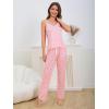 imageVerdusa Womens 2 Piece Polka Dots Lace Cami Top and Pants Sleepwear Pajama SetPink and White