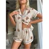 imageVerdusa Womens 2 Piece Printed Lounge PJ Sets Sleepwear Button Up Shirt with ShortsBear Apricot
