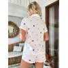 imageVerdusa Womens 2 Piece Printed Lounge PJ Sets Sleepwear Button Up Shirt with ShortsHeart Beige