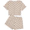 imageVerdusa Womens 2Piece Button Down Short Sleeve Ditsy Floral Button Front Sleepwear Loungewear PJ SetBlack Beige