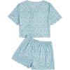 imageVerdusa Womens 2Piece Button Down Short Sleeve Ditsy Floral Button Front Sleepwear Loungewear PJ SetBlue
