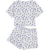 imageVerdusa Womens 2Piece Button Down Short Sleeve Ditsy Floral Button Front Sleepwear Loungewear PJ SetWhite Blue