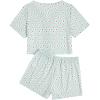 imageVerdusa Womens 2Piece Button Down Short Sleeve Ditsy Floral Button Front Sleepwear Loungewear PJ SetWhite Green